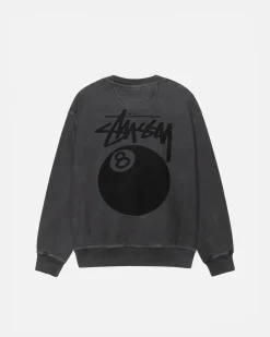 Crews>Stüssy 8 BALL CREW PIGMENT DYED Black