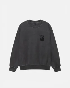 Crews>Stüssy 8 BALL CREW PIGMENT DYED Black