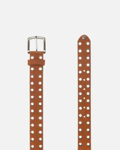 Accessories>Stüssy 8 BALL STUDDED BELT Brown Suede