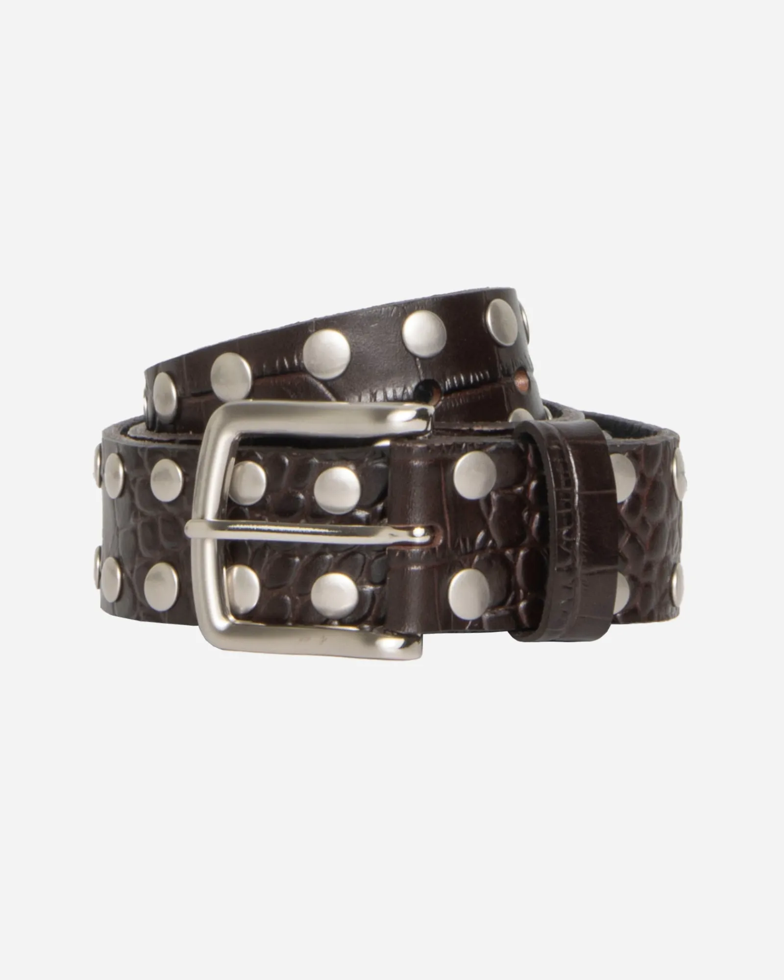 Accessories>Stüssy 8 BALL STUDDED BELT Brown Textured Leather