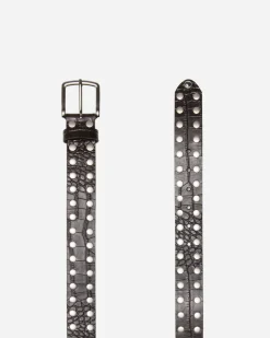Accessories>Stüssy 8 BALL STUDDED BELT Brown Textured Leather