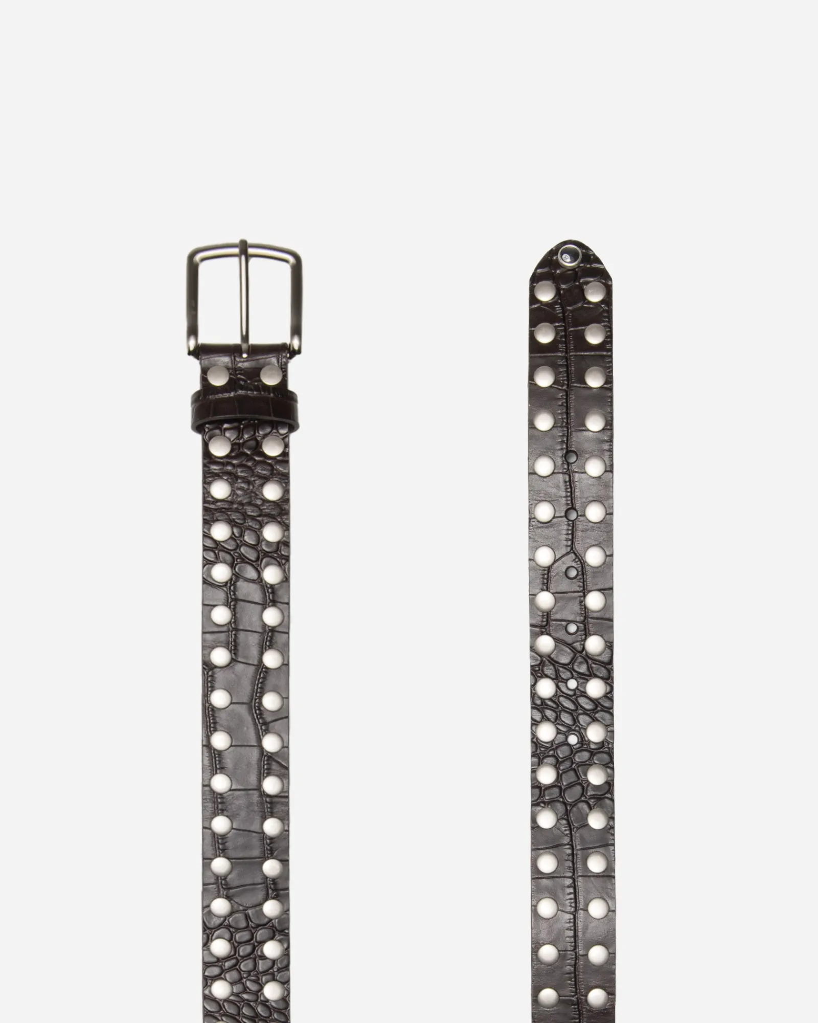Accessories>Stüssy 8 BALL STUDDED BELT Brown Textured Leather