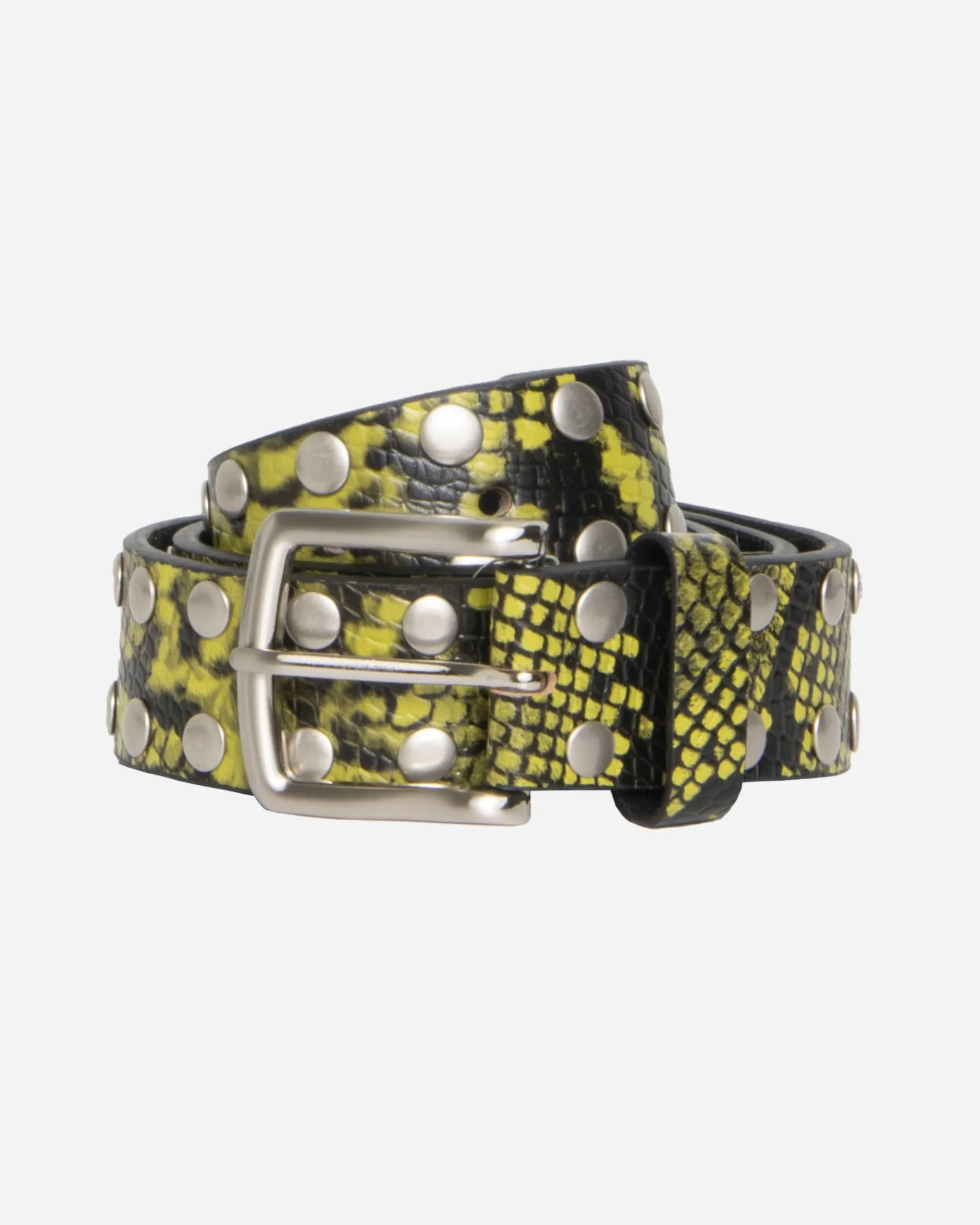 Accessories>Stüssy 8 BALL STUDDED BELT Green Snake Print Leather