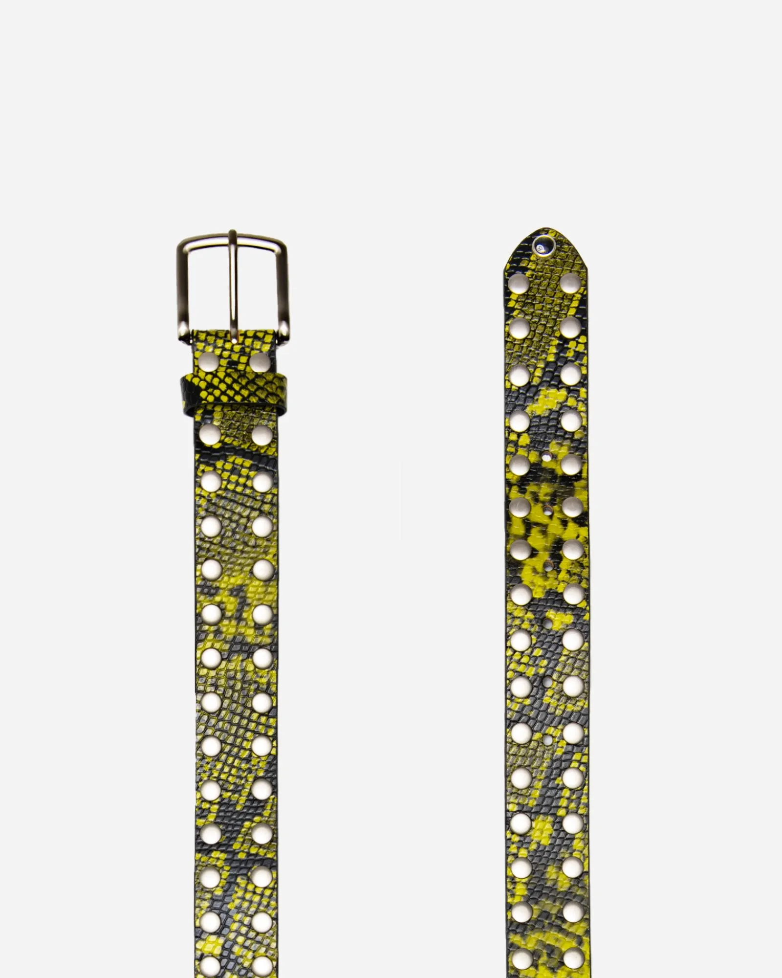 Accessories>Stüssy 8 BALL STUDDED BELT Green Snake Print Leather