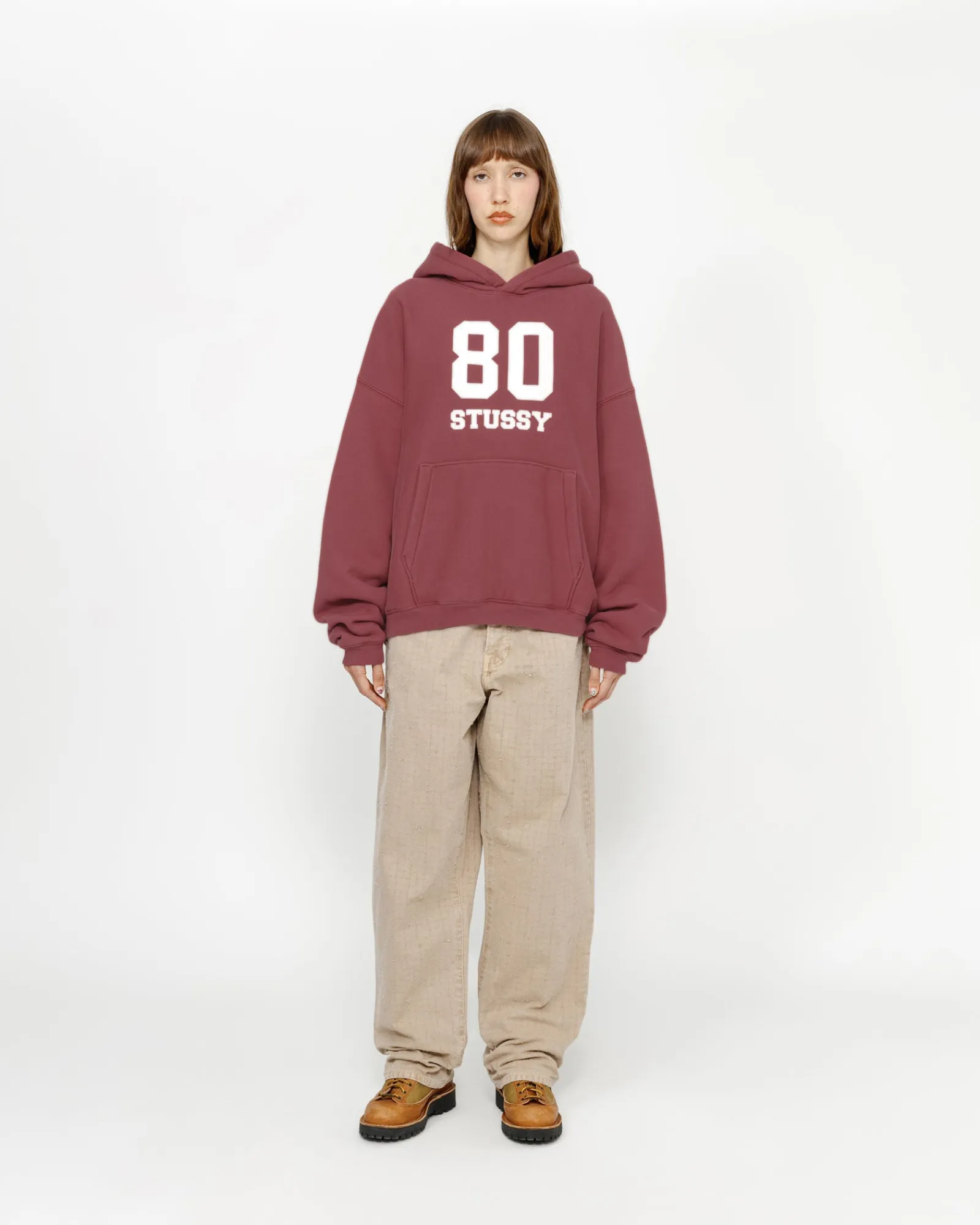 Hoodies>Stüssy 80 RELAXED HOODIE Oxblood