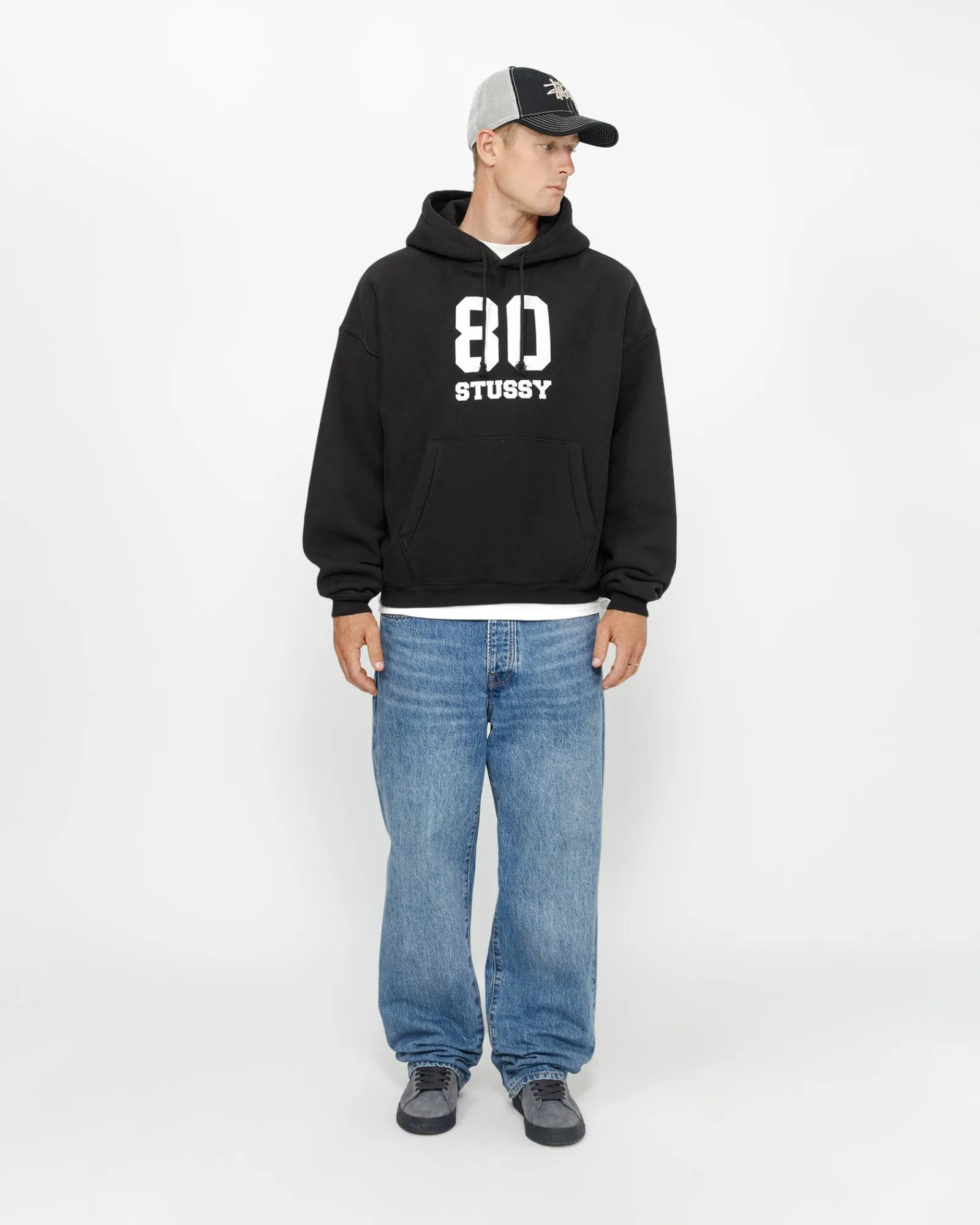 Hoodies>Stüssy 80 RELAXED HOODIE Washed Black