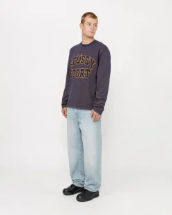 Knits>Stüssy 2 TONE COTTON MESH CREW Navy