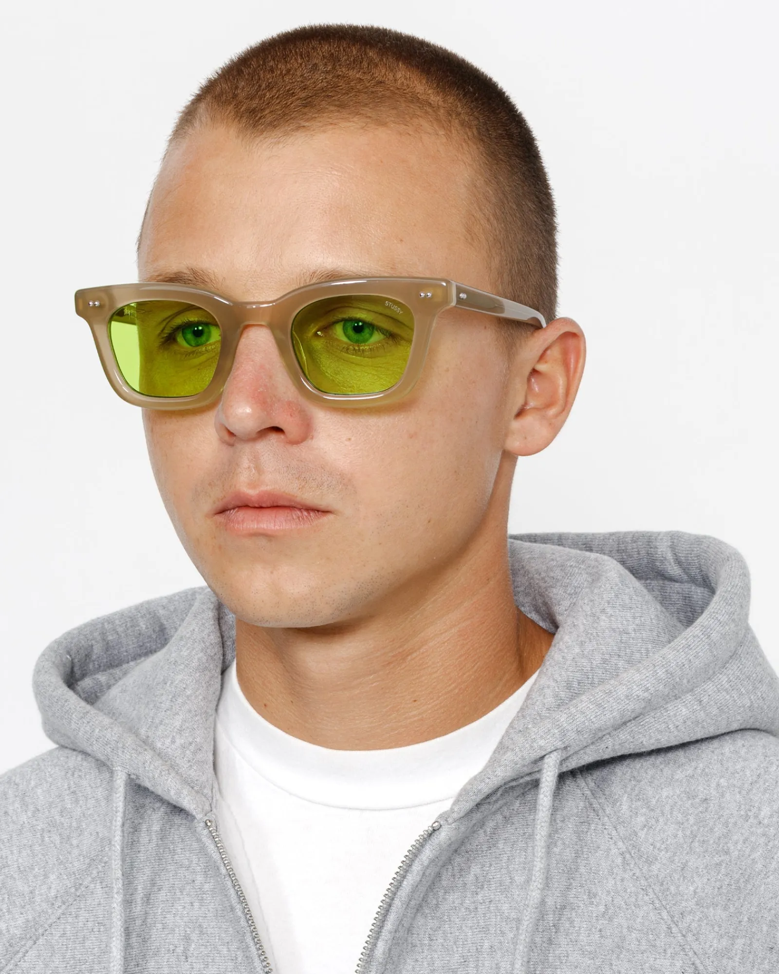 Accessories|Eyegear>Stüssy ACE SUNGLASSES Bone / Lime
