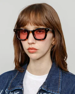 Accessories|Eyegear>Stüssy ACE SUNGLASSES Tortoise / Pink Lens