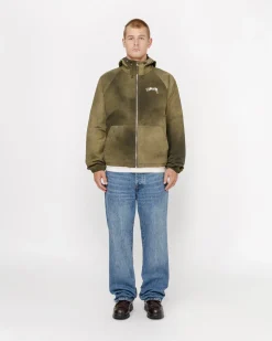Outerwear>Stüssy BEACH SHELL WAVE DYE Forest Green
