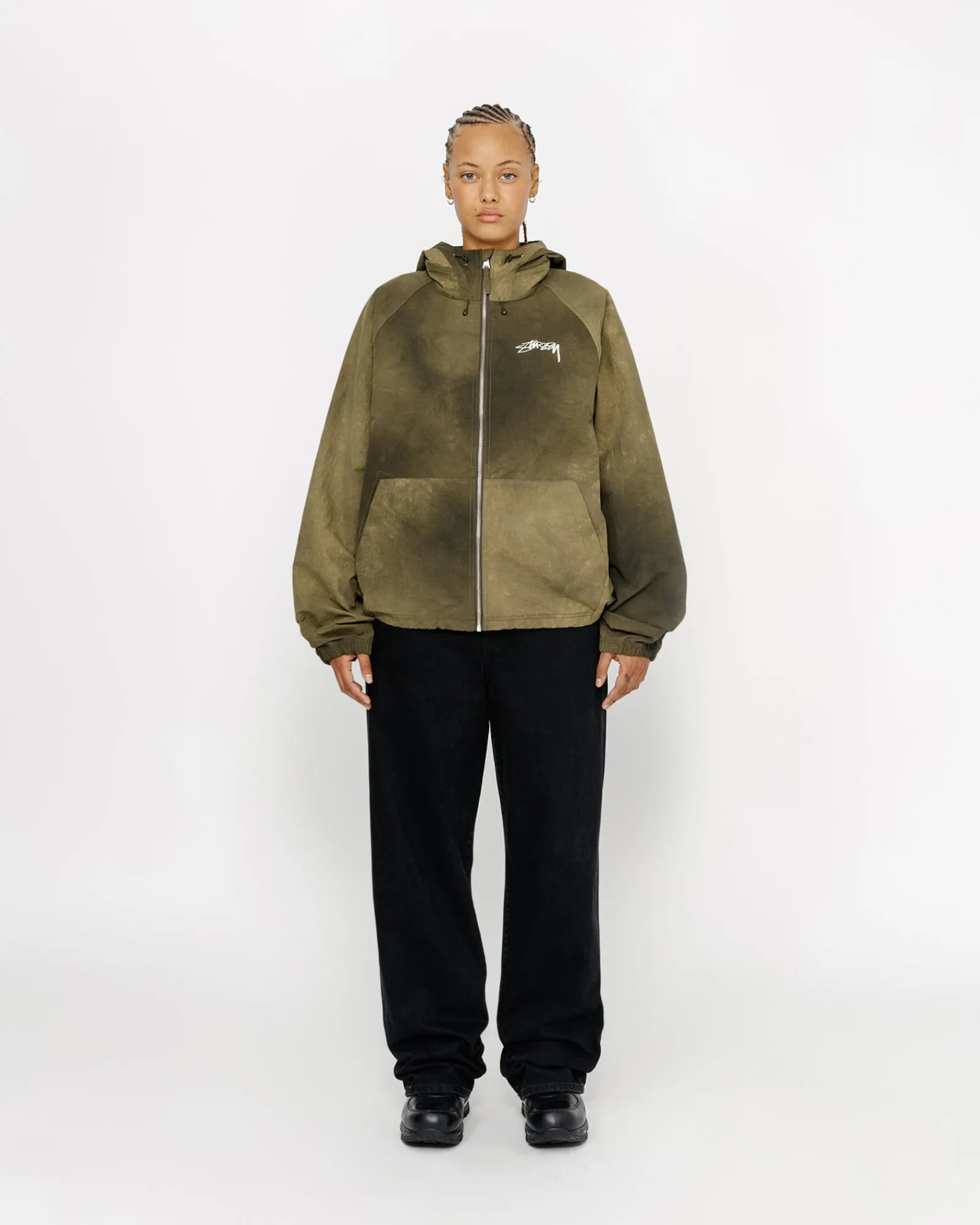 Outerwear>Stüssy BEACH SHELL WAVE DYE Forest Green