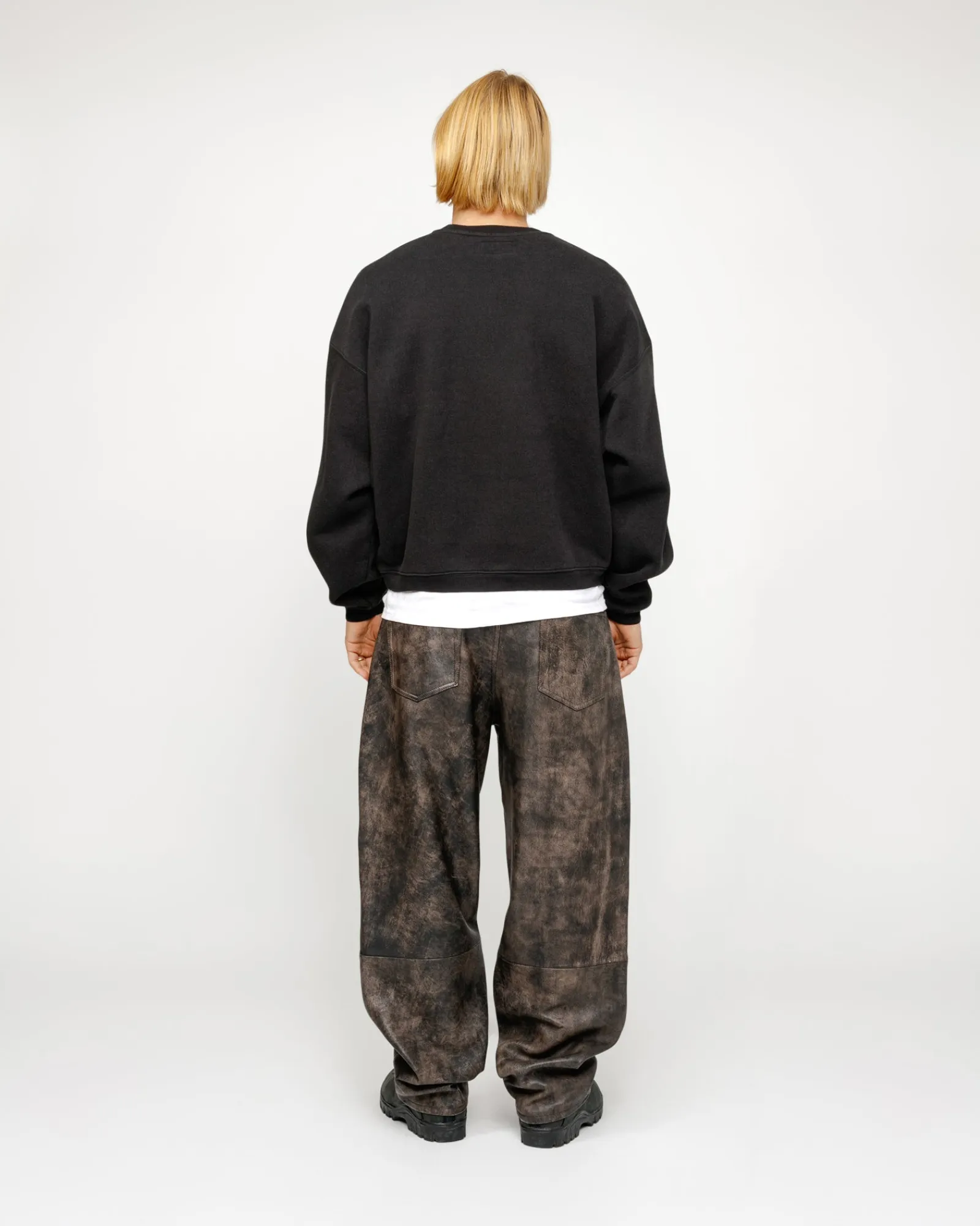 Crews>Stüssy BIG CRACKLE SPORT CREW Washed Black