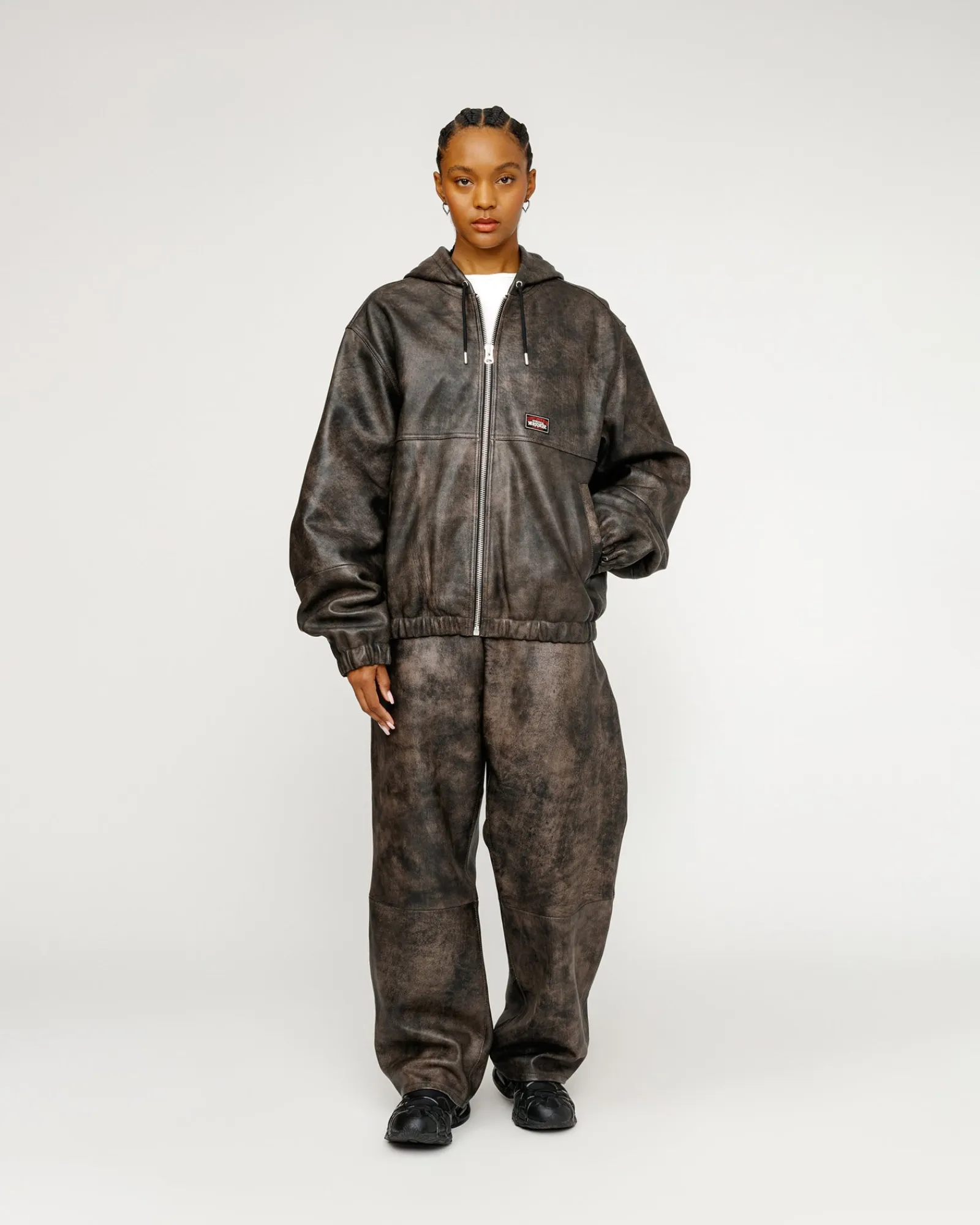 Pants>Stüssy BIG OL' JEAN STONEWASHED LEATHER Black Leather
