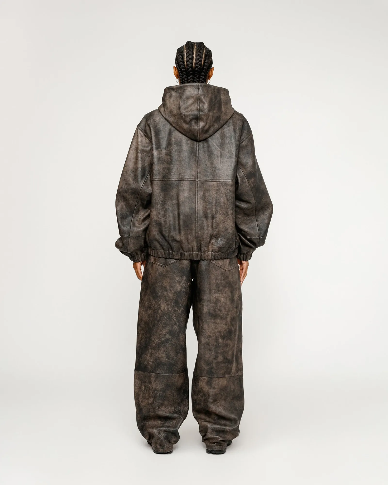 Pants>Stüssy BIG OL' JEAN STONEWASHED LEATHER Black Leather