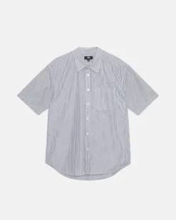 Shirts>Stüssy BOXY SS SHIRT 8 BALL STRIPE Navy