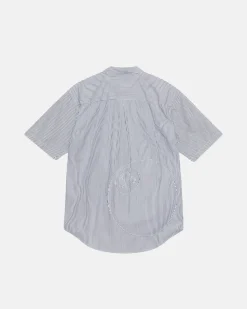 Shirts>Stüssy BOXY SS SHIRT 8 BALL STRIPE Navy