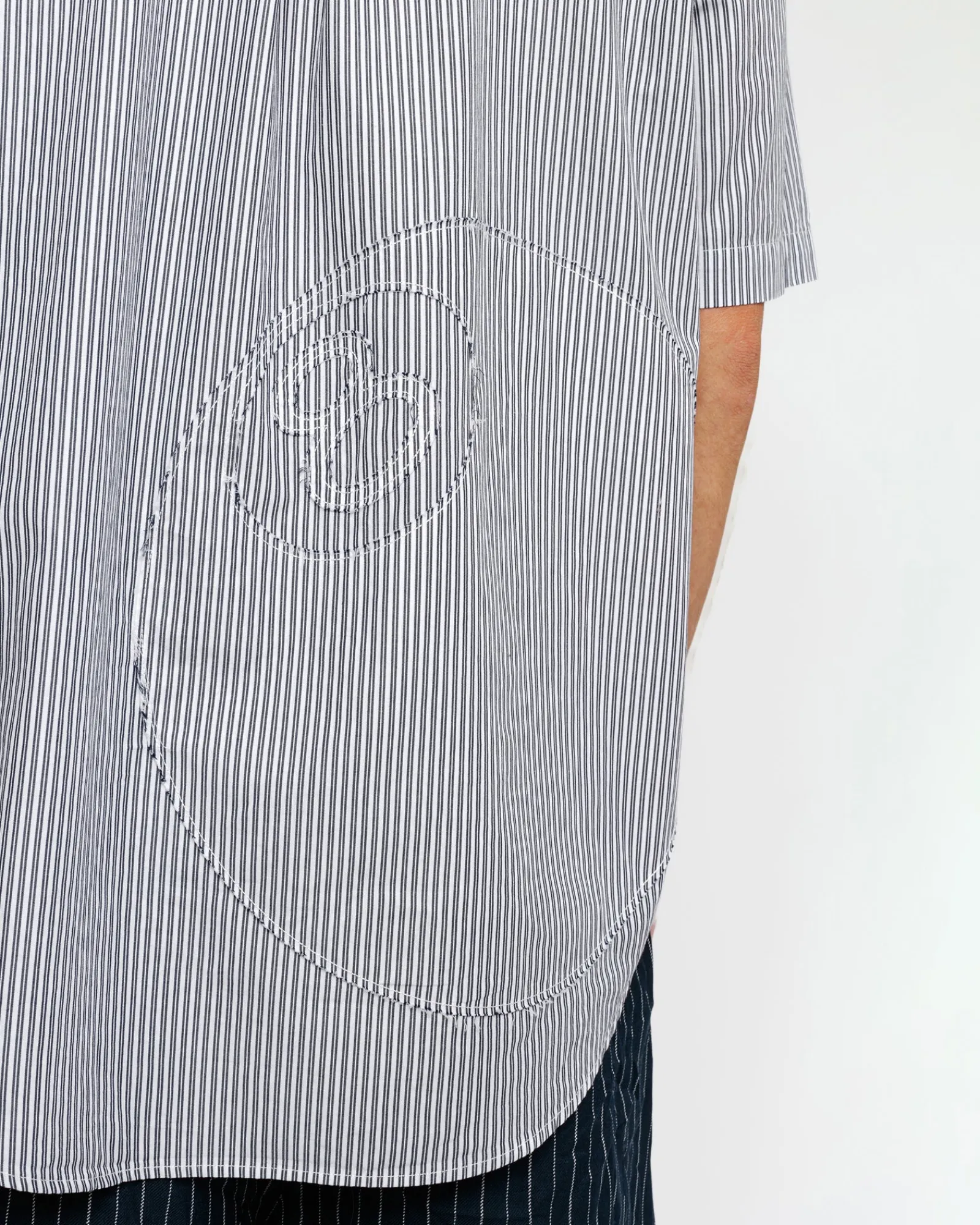 Shirts>Stüssy BOXY SS SHIRT 8 BALL STRIPE Navy