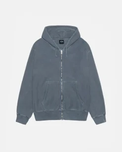 Hoodies>Stüssy BUANA ZIP HOODIE PIGMENT DYED Navy