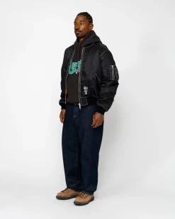 Outerwear>Stüssy BUILT REVERSIBLE BOMBER JACKET Black
