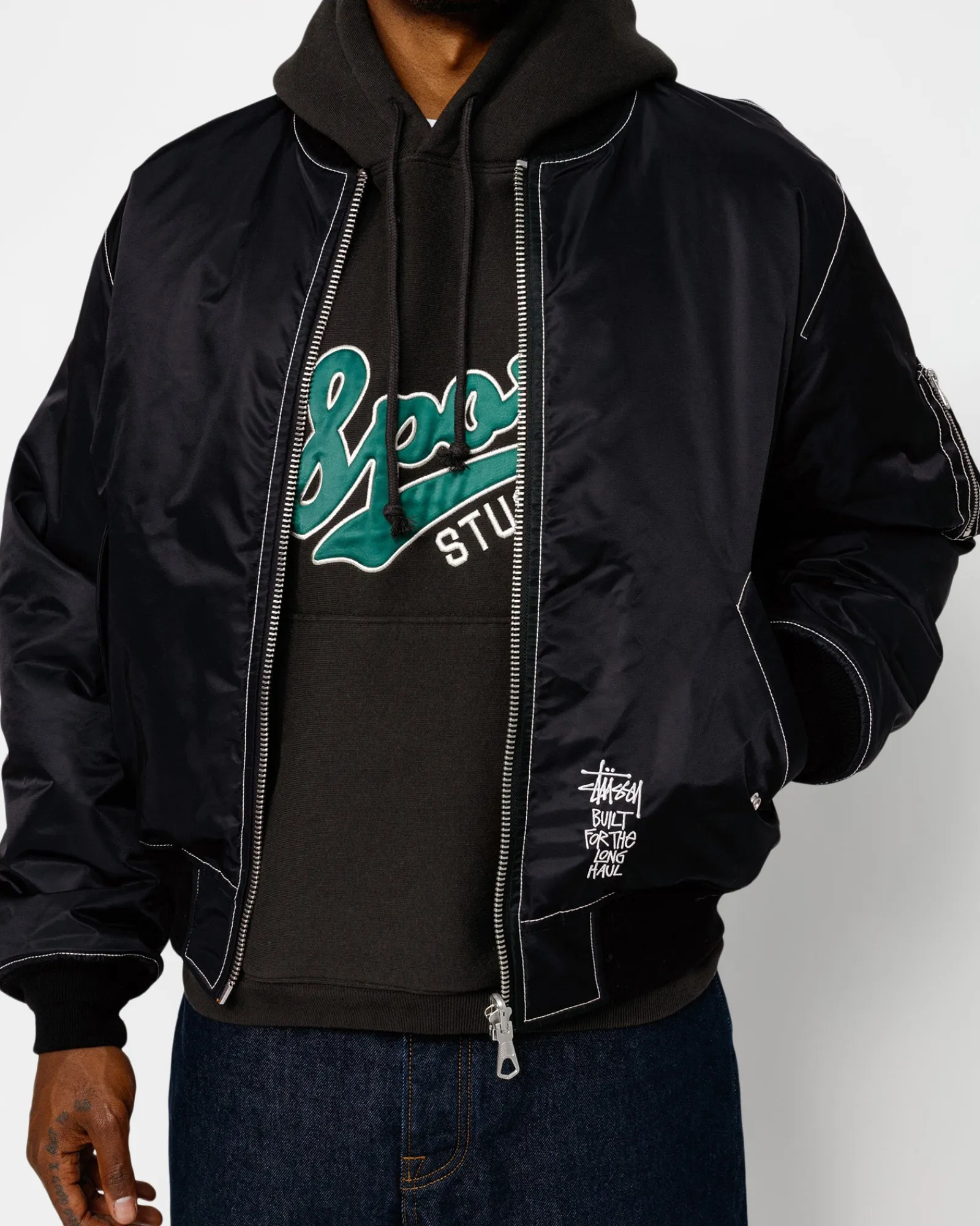 Outerwear>Stüssy BUILT REVERSIBLE BOMBER JACKET Black