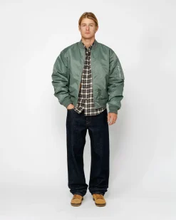 Outerwear>Stüssy BUILT REVERSIBLE BOMBER JACKET Green