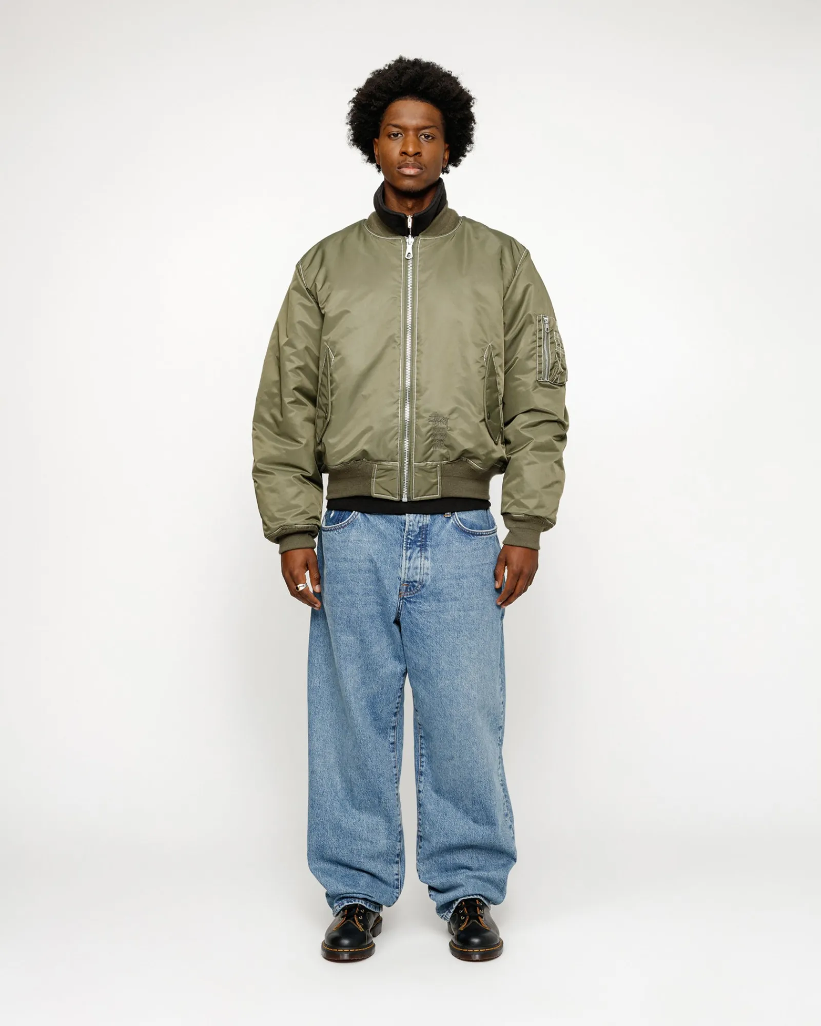 Outerwear>Stüssy BUILT REVERSIBLE BOMBER JACKET Olive