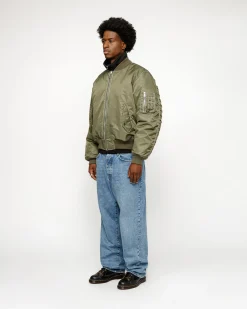 Outerwear>Stüssy BUILT REVERSIBLE BOMBER JACKET Olive