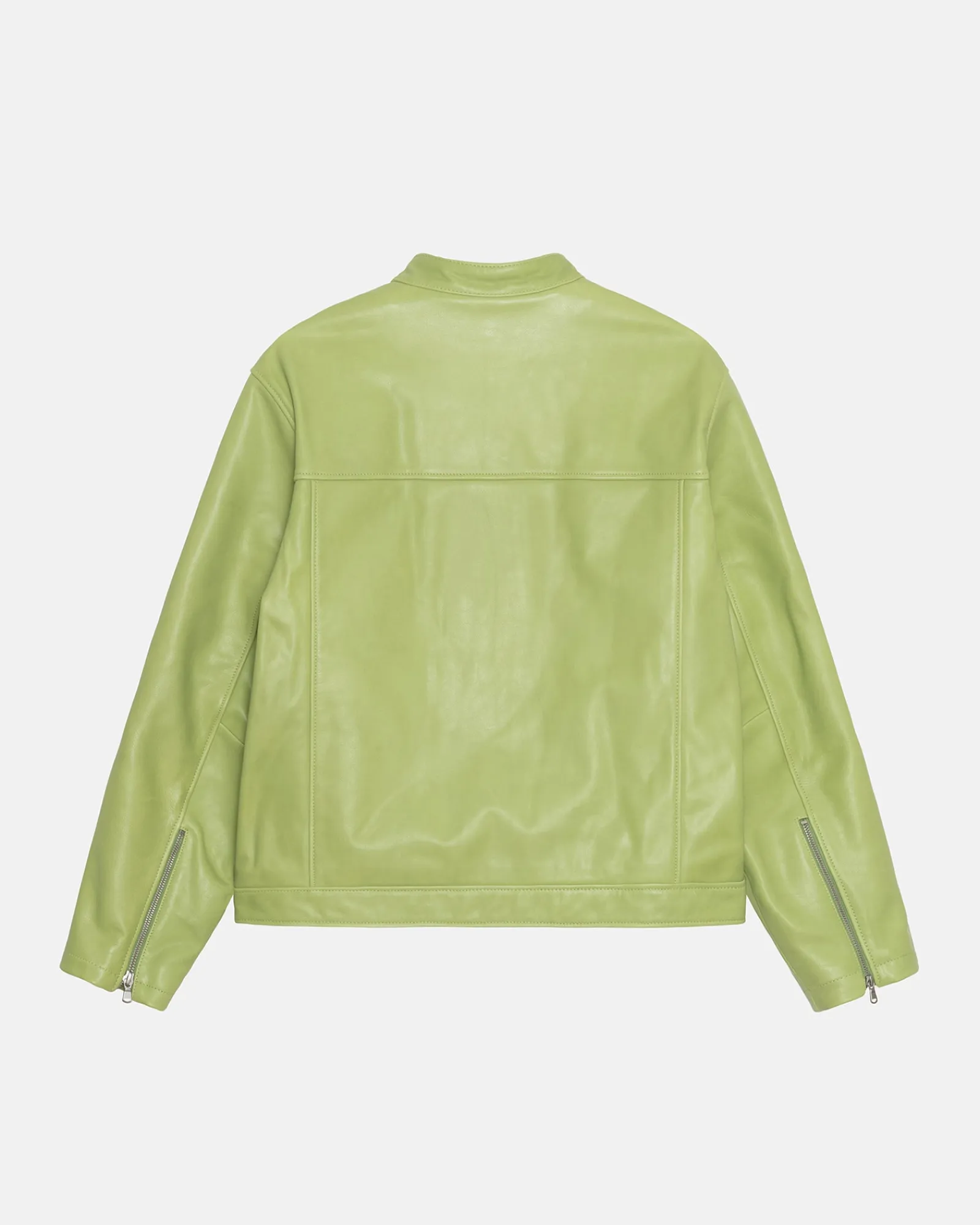 Outerwear>Stüssy CAFE RACER LEATHER JACKET Lime