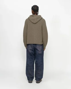Knits>Stüssy CHUNKY KNIT ZIP HOODIE Fossil