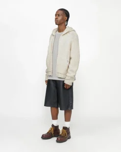 Knits>Stüssy CHUNKY KNIT ZIP HOODIE Ivory