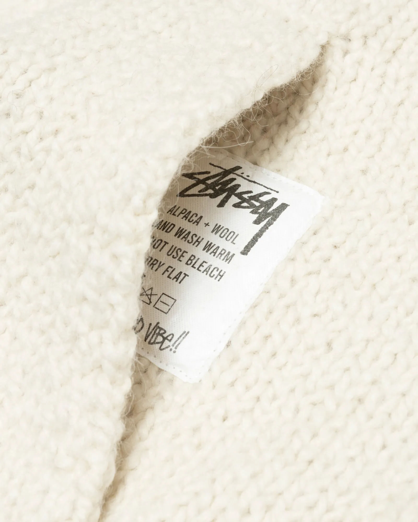 Knits>Stüssy CHUNKY KNIT ZIP HOODIE Ivory
