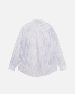 Shirts>Stüssy CLASSIC LS SHIRT BLEACHED POPLIN Blue