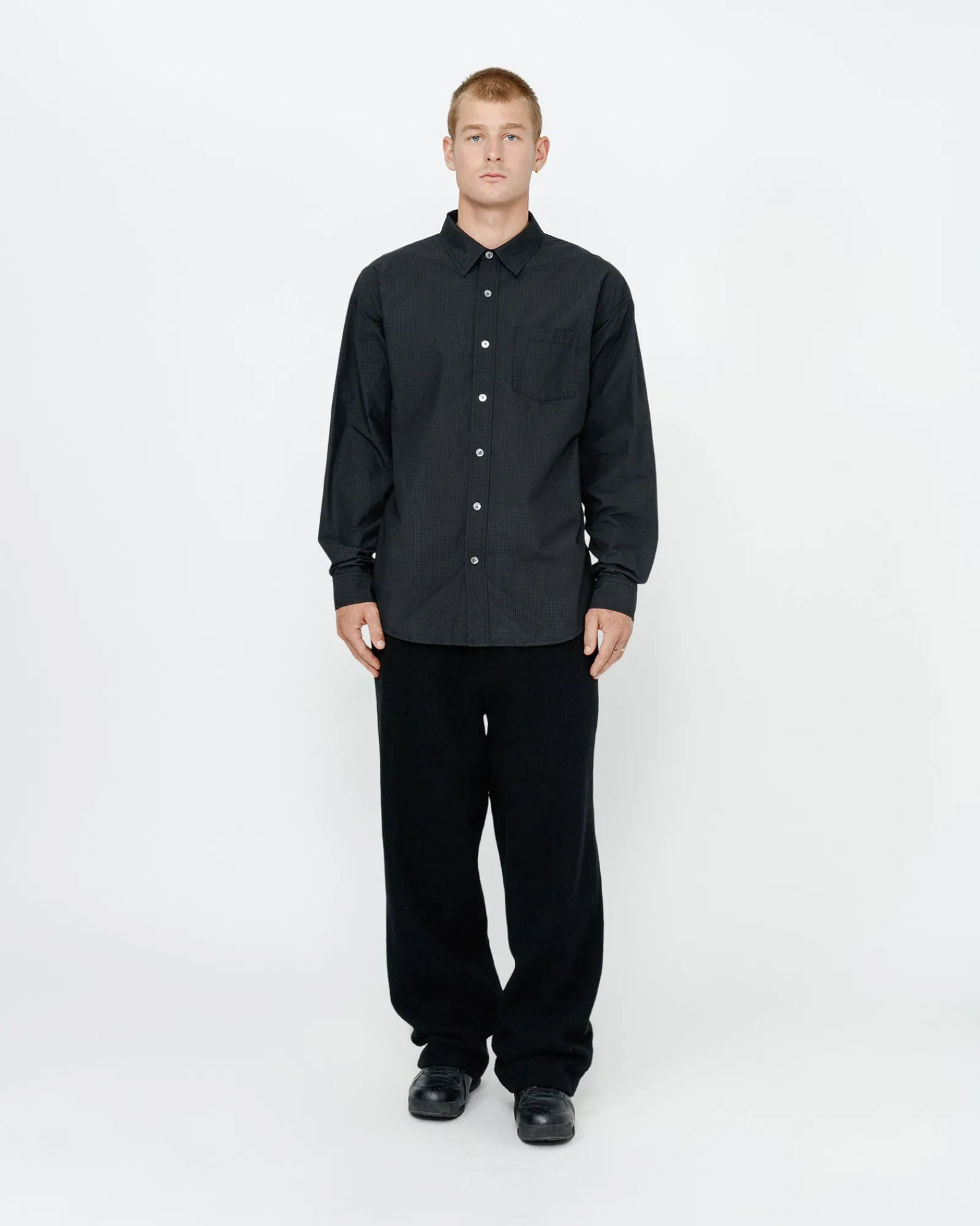 Shirts>Stüssy CLASSIC LS SHIRT SPRAYED Blue
