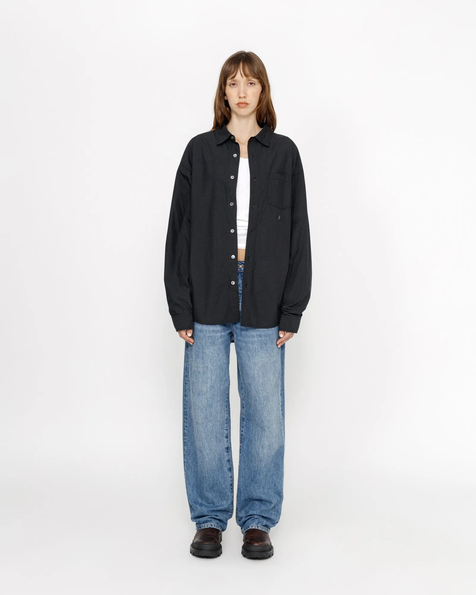Shirts>Stüssy CLASSIC LS SHIRT SPRAYED Blue