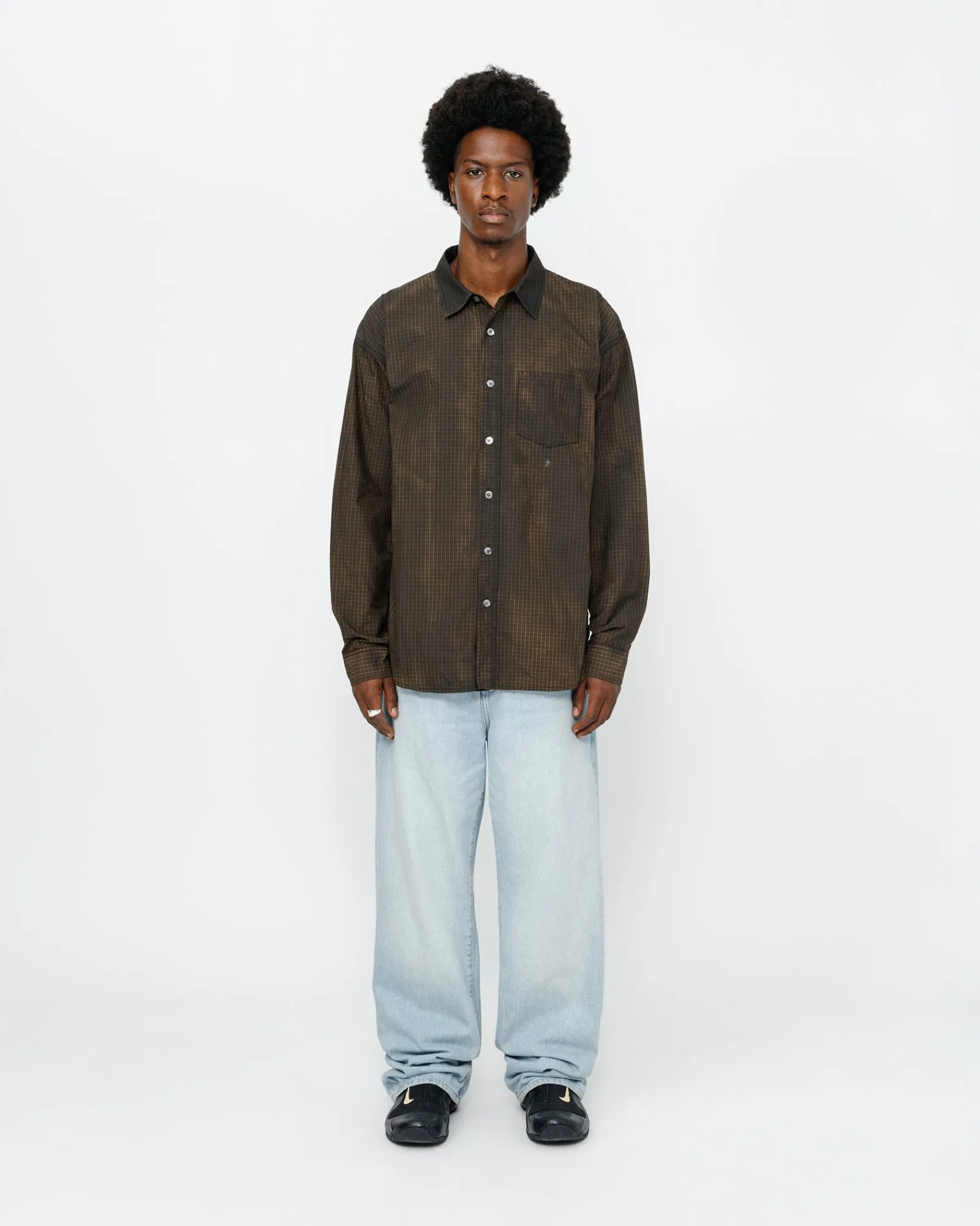 Shirts>Stüssy CLASSIC LS SHIRT SPRAYED Tan