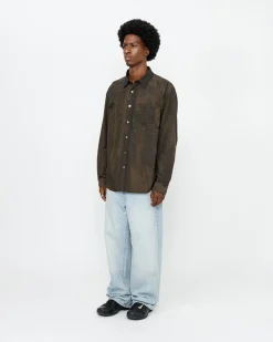 Shirts>Stüssy CLASSIC LS SHIRT SPRAYED Tan