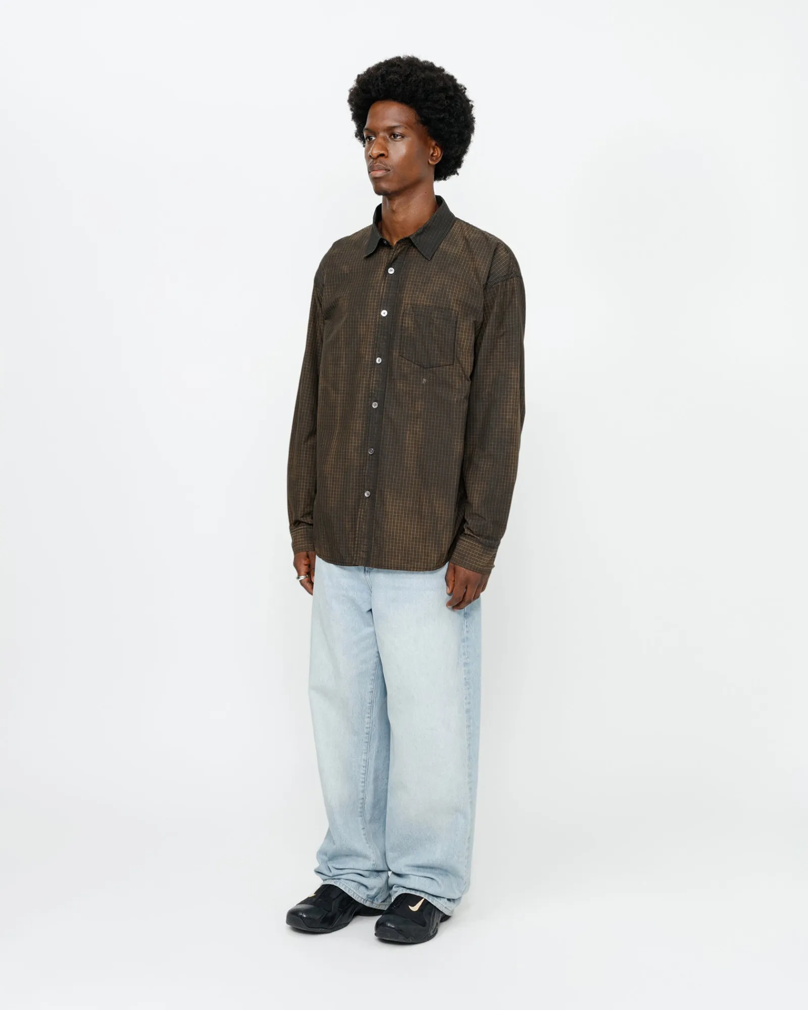 Shirts>Stüssy CLASSIC LS SHIRT SPRAYED Tan