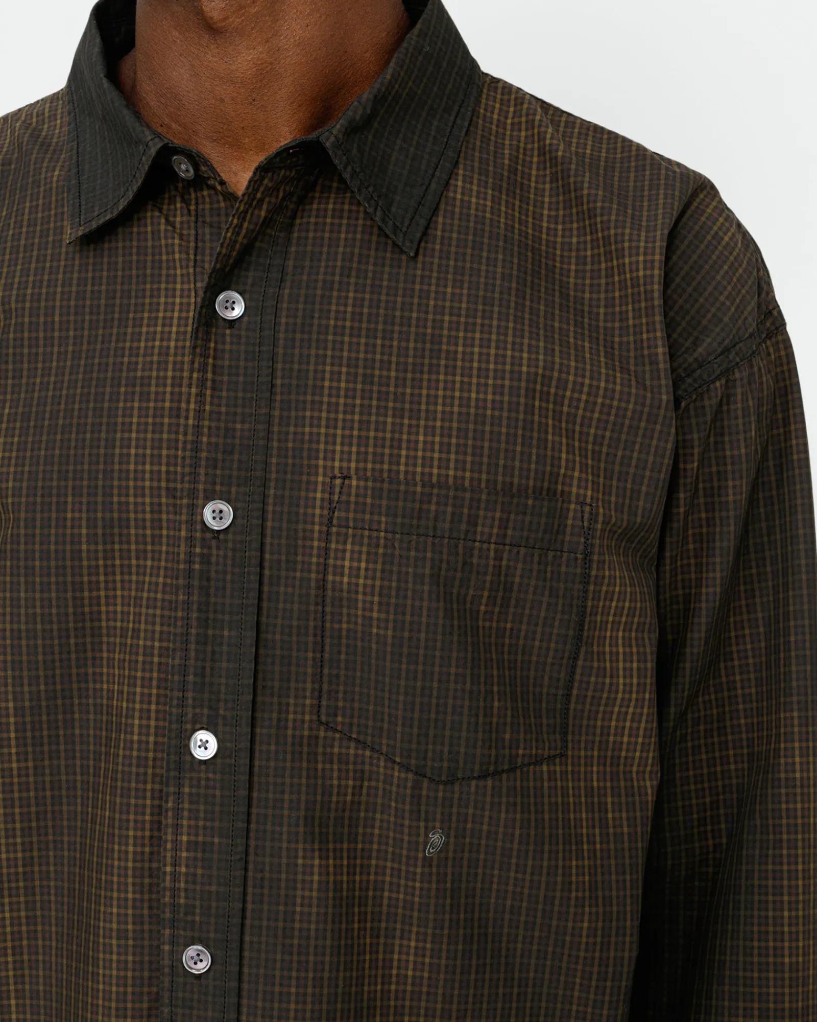Shirts>Stüssy CLASSIC LS SHIRT SPRAYED Tan