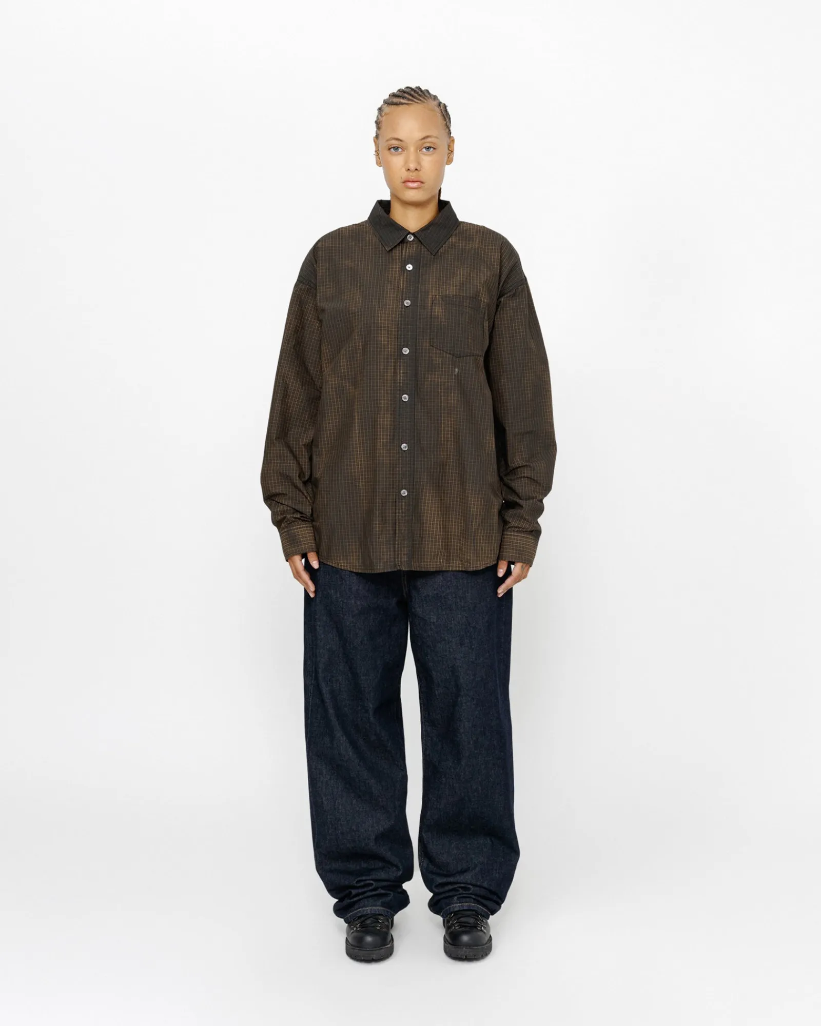 Shirts>Stüssy CLASSIC LS SHIRT SPRAYED Tan