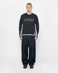 Knits>Stüssy CONTRAST STRIPE CREW Charcoal
