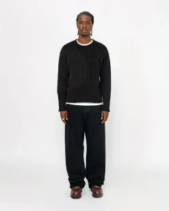 Knits>Stüssy COTTON SLUB RIB CREW Black