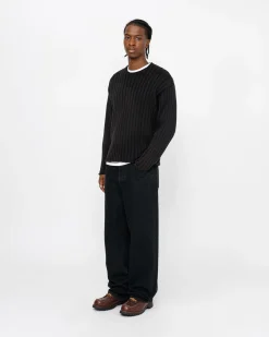 Knits>Stüssy COTTON SLUB RIB CREW Black