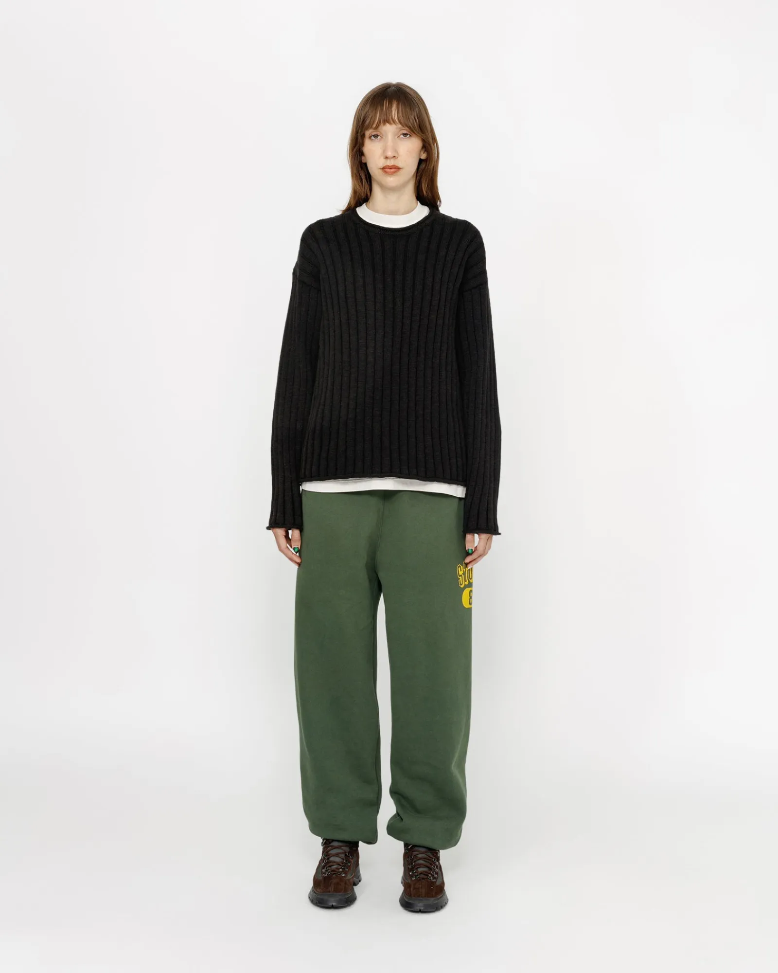 Knits>Stüssy COTTON SLUB RIB CREW Black