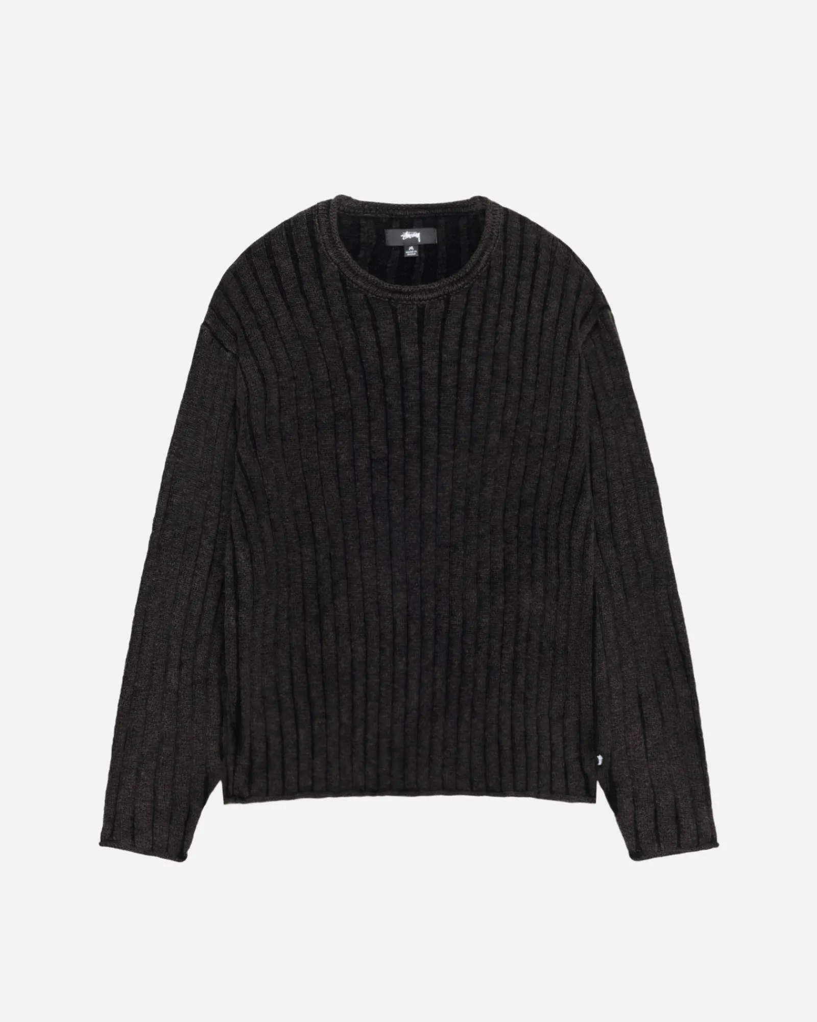 Knits>Stüssy COTTON SLUB RIB CREW Black