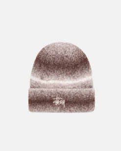 Headwear>Stüssy CUFF BEANIE KNIT STRIPE Brown