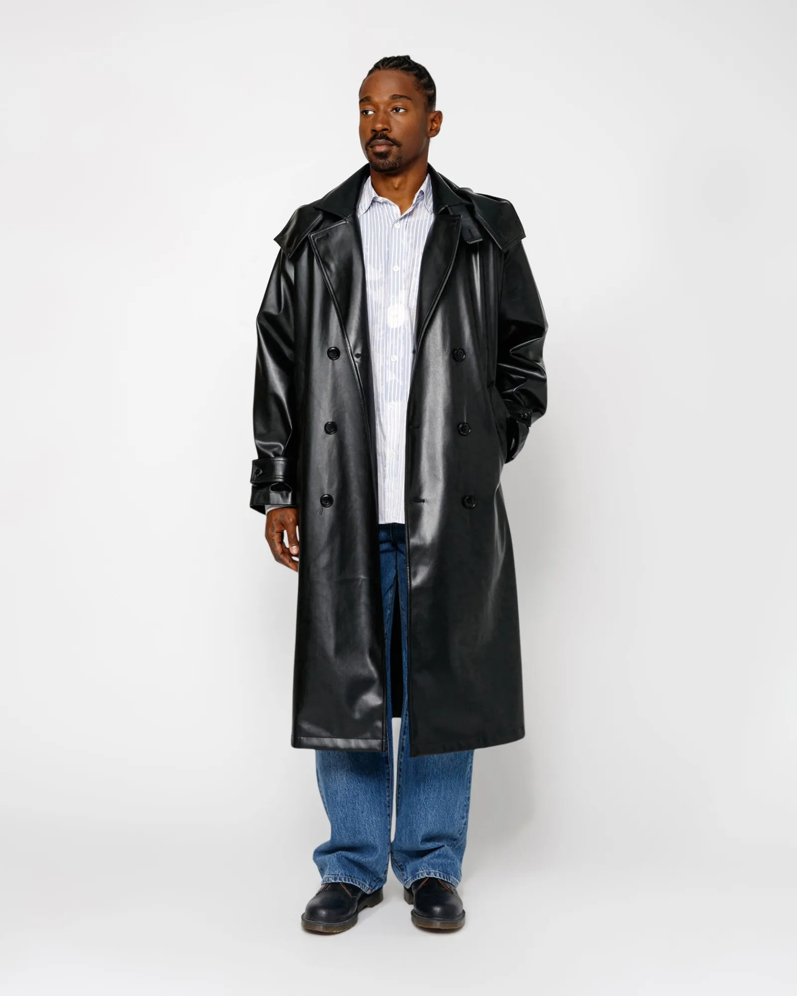 Outerwear>Stüssy DOUBLE BREASTED TRENCH Black