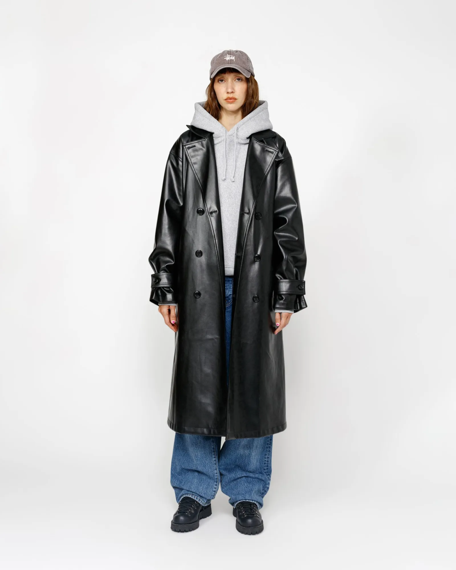Outerwear>Stüssy DOUBLE BREASTED TRENCH Black