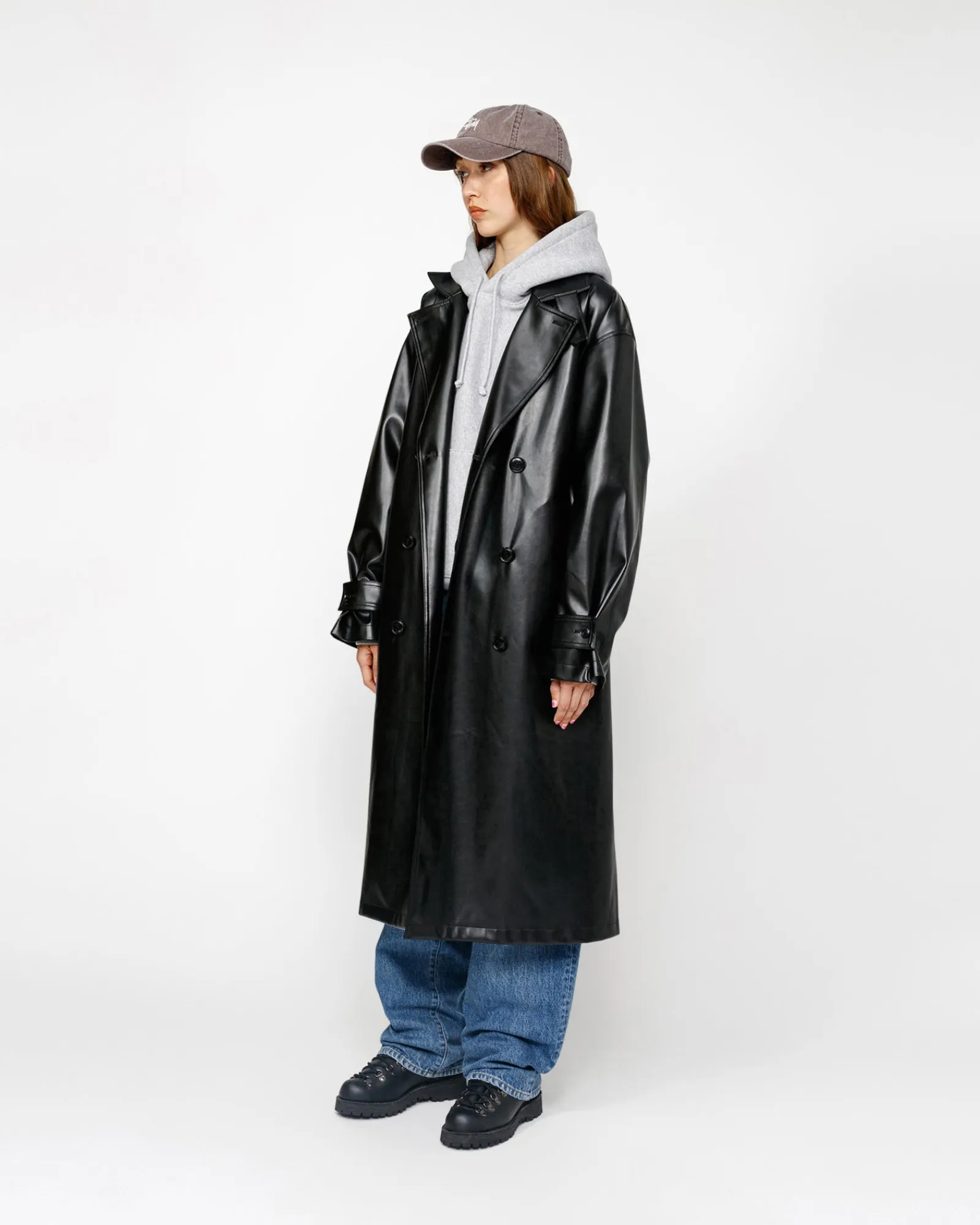 Outerwear>Stüssy DOUBLE BREASTED TRENCH Black