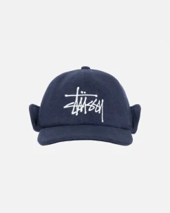 Headwear>Stüssy EAR FLAP WOOL CAP Navy