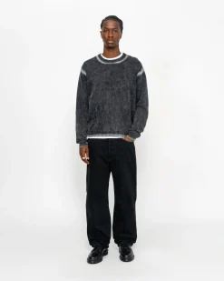 Knits>Stüssy FADED COTTON KNIT CREW Black